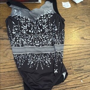 Black and White Kids Gymnastics Leotard